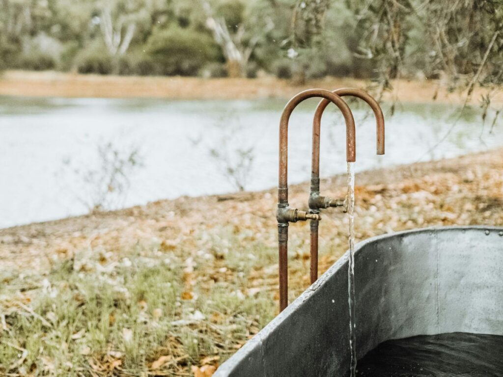 Outdoor faucet by a pool – potential backflow risks outdoors too.