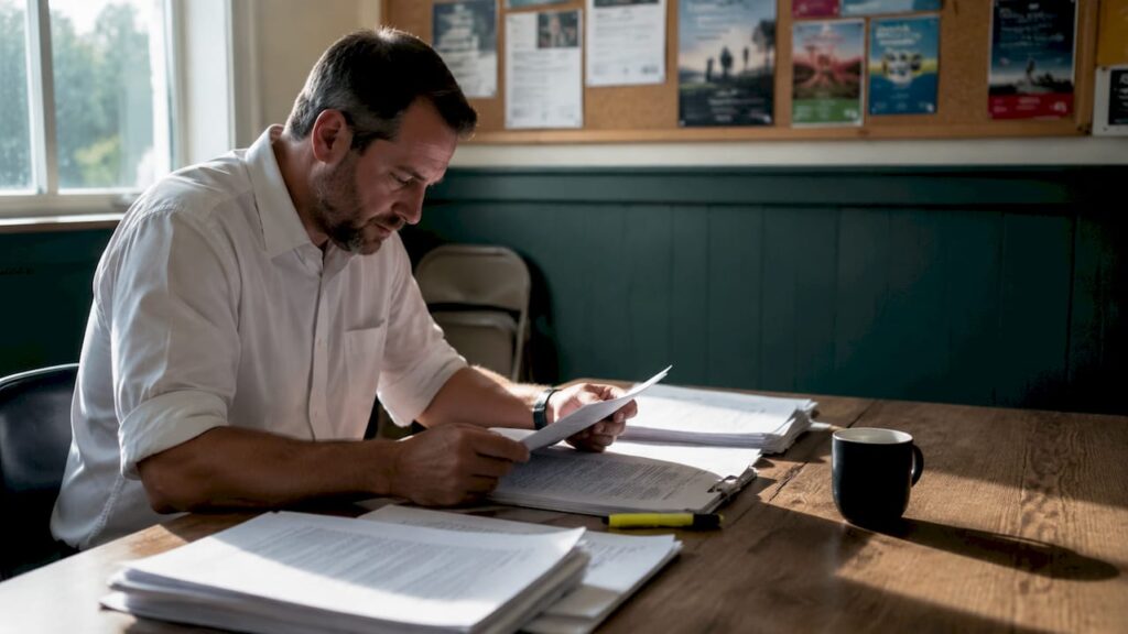 Water utility worker reviewing EPA backflow standards