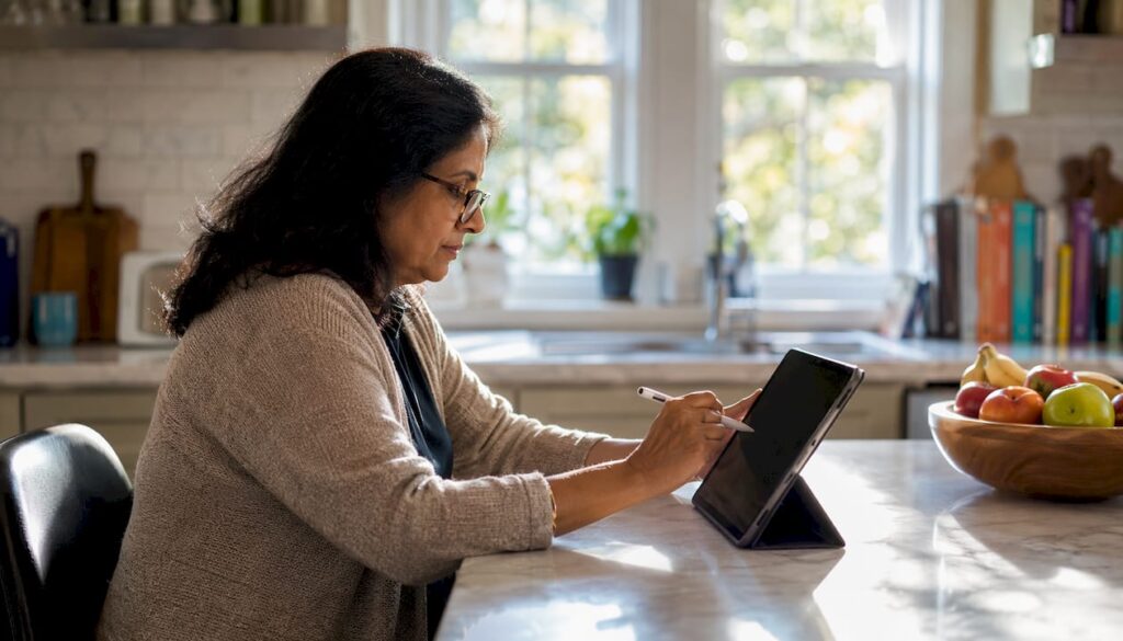 Woman reviewing backflow software alternatives