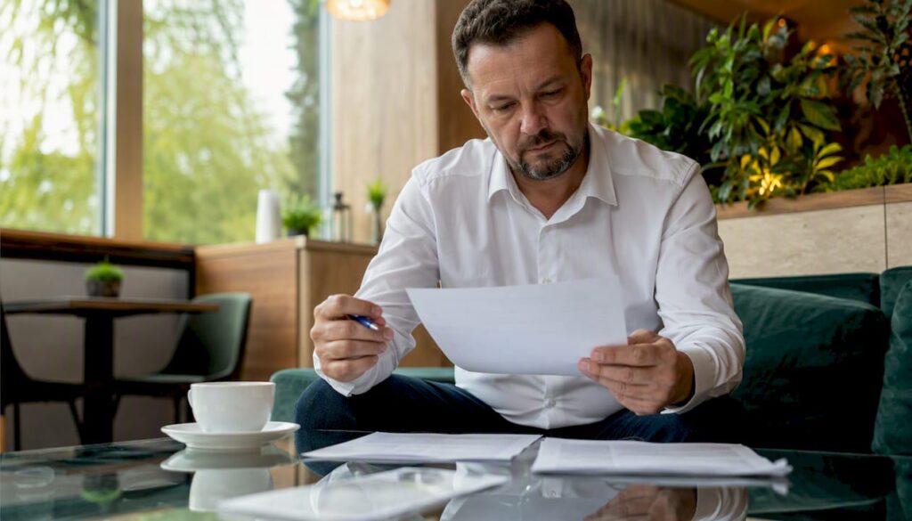Property manager reviewing annual inspection report