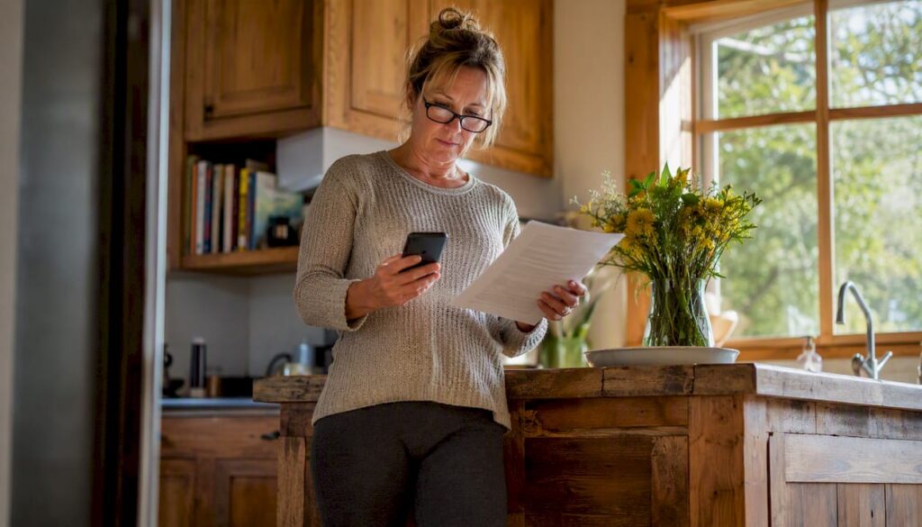 Woman logging home maintenance checklist tasks