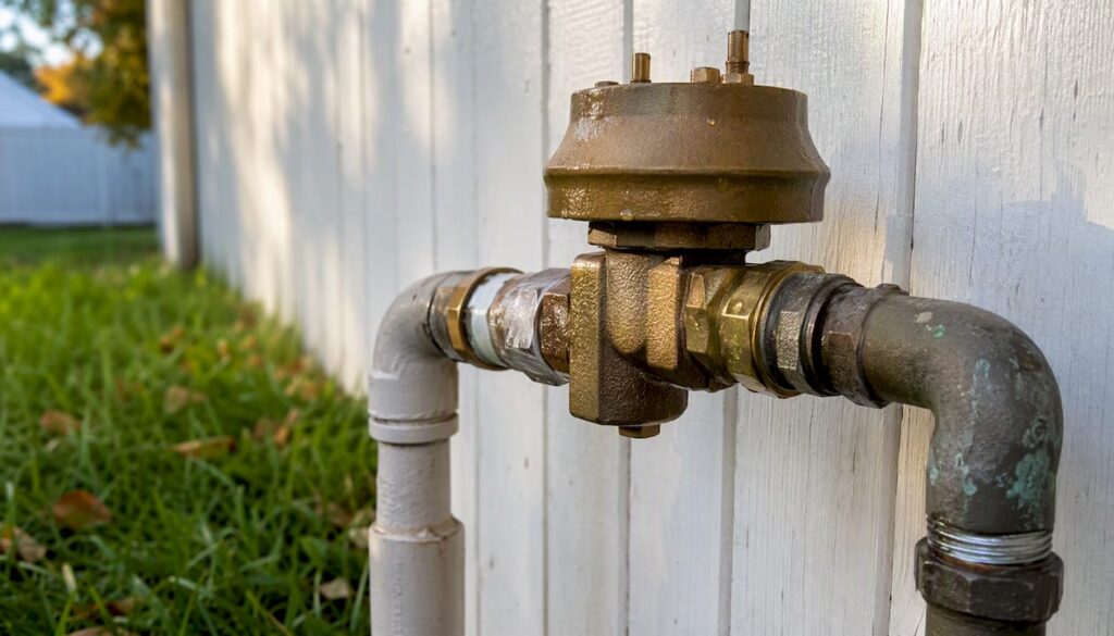 Outdoor vacuum breaker on residential plumbing