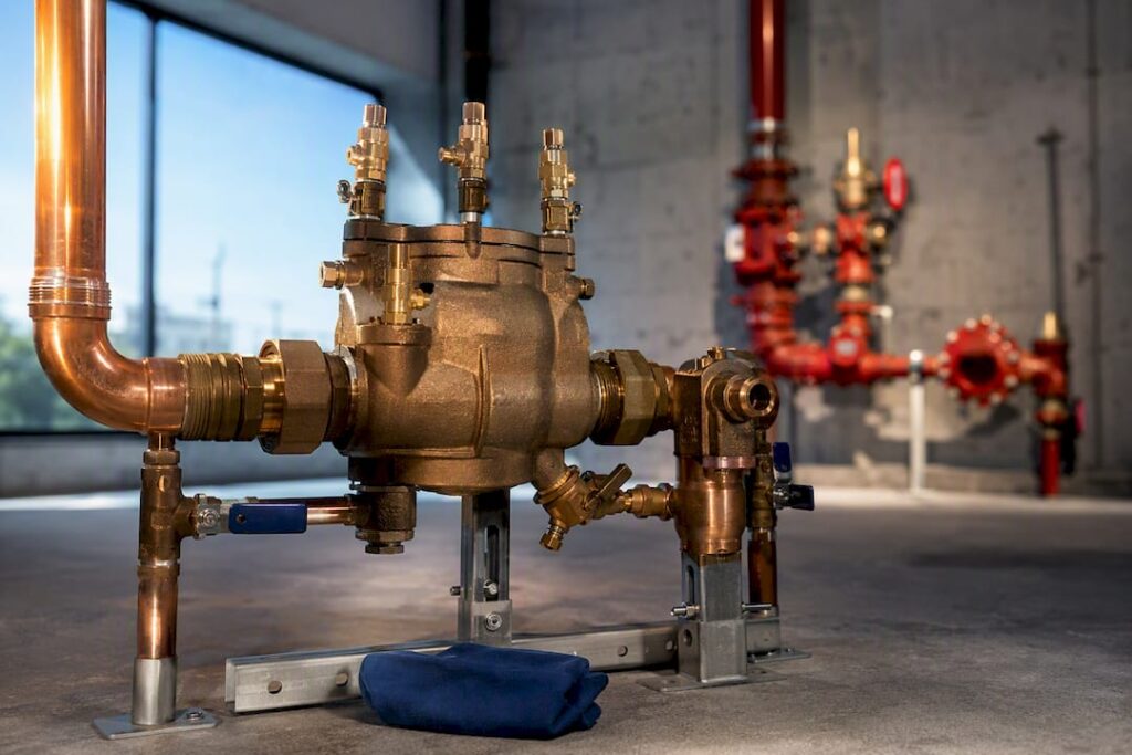 Lead-free backflow upgrade in mechanical room