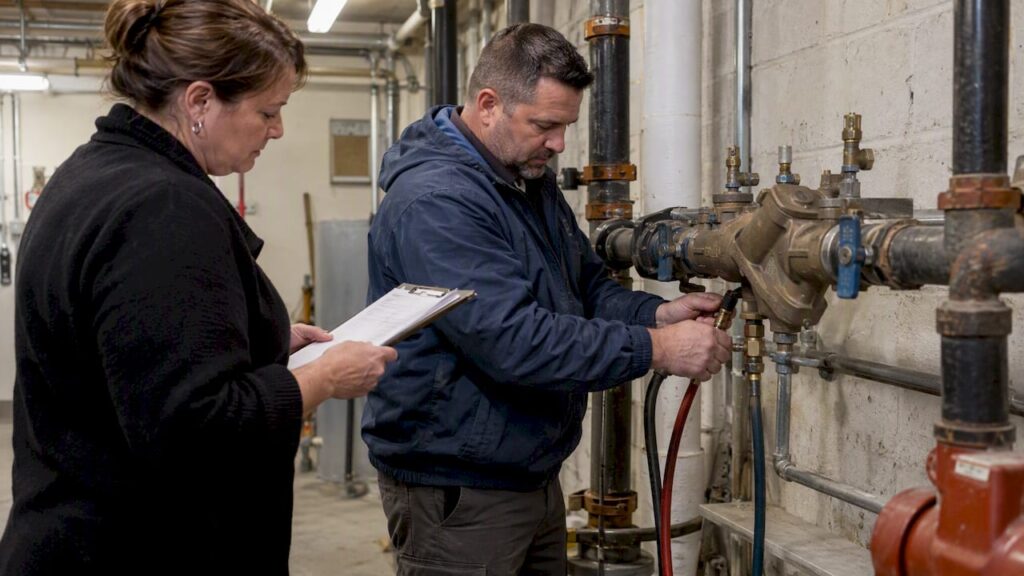 Backflow tester and manager verify compliance