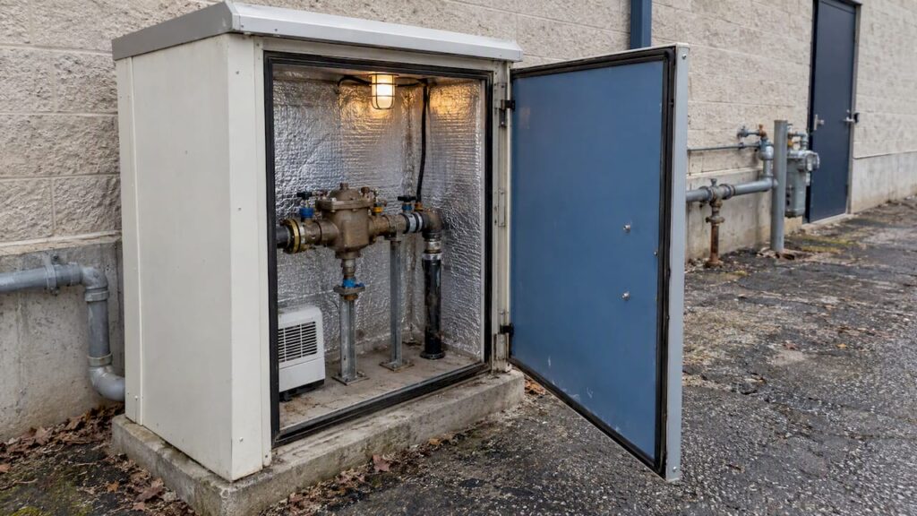 Above-grade insulated backflow enclosure